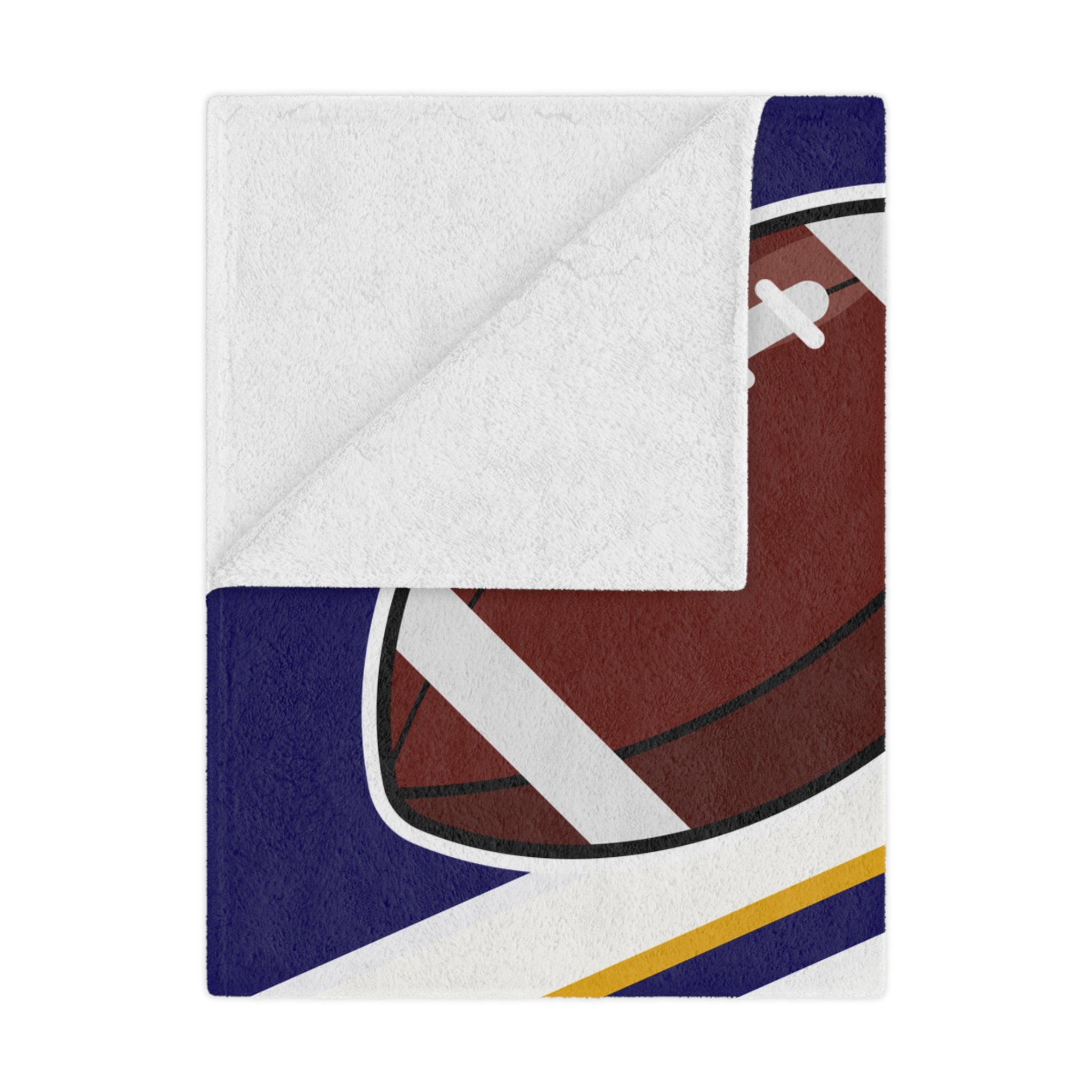 Folded fabric with football pattern on a white background