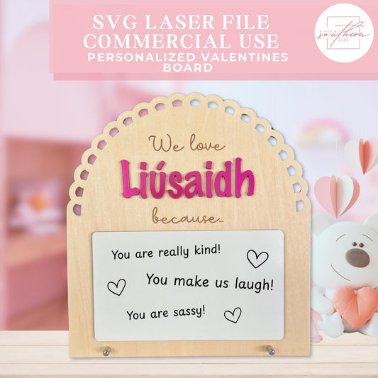 Personalized valentines message board SVG File