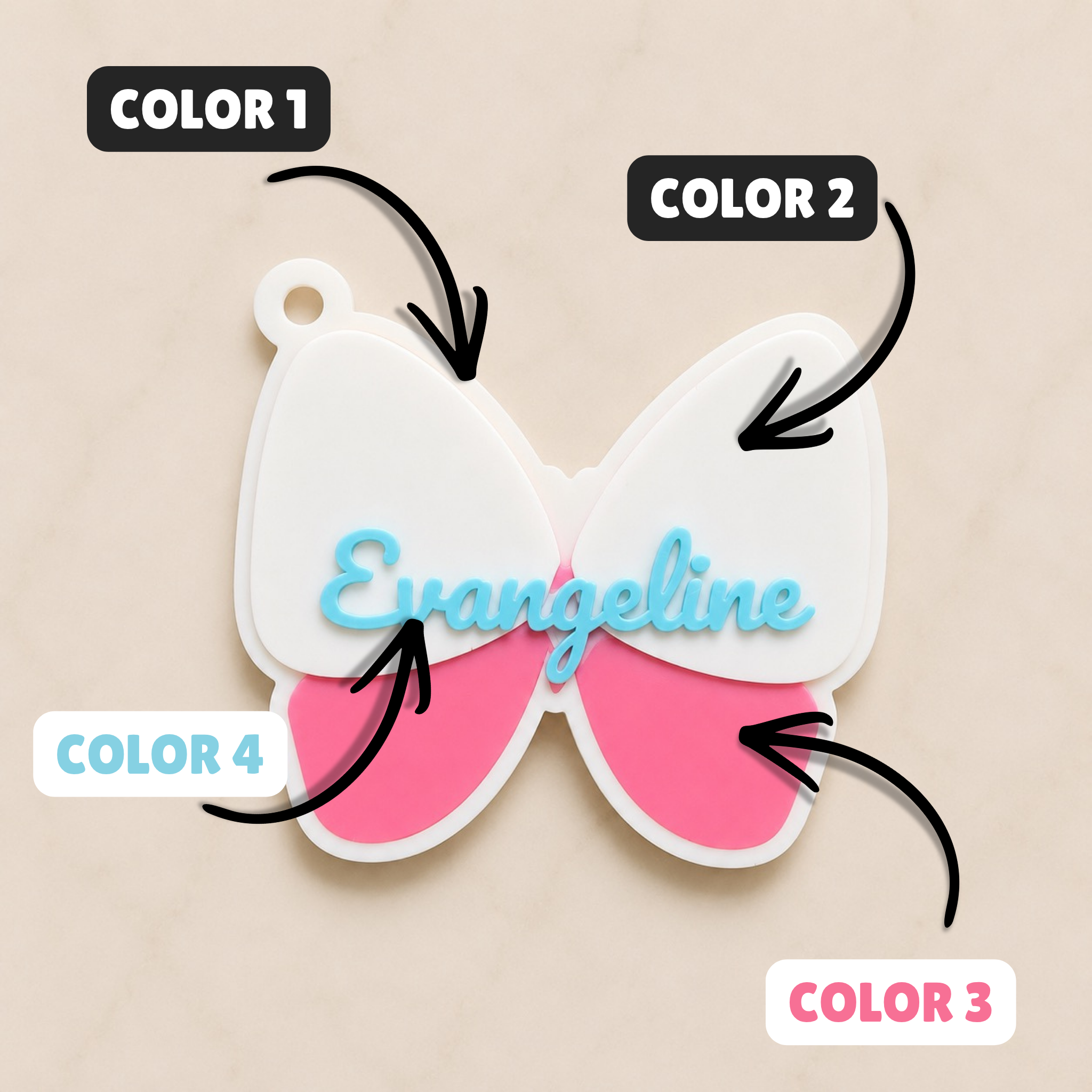 Butterfly Personalized Name Bag Tag