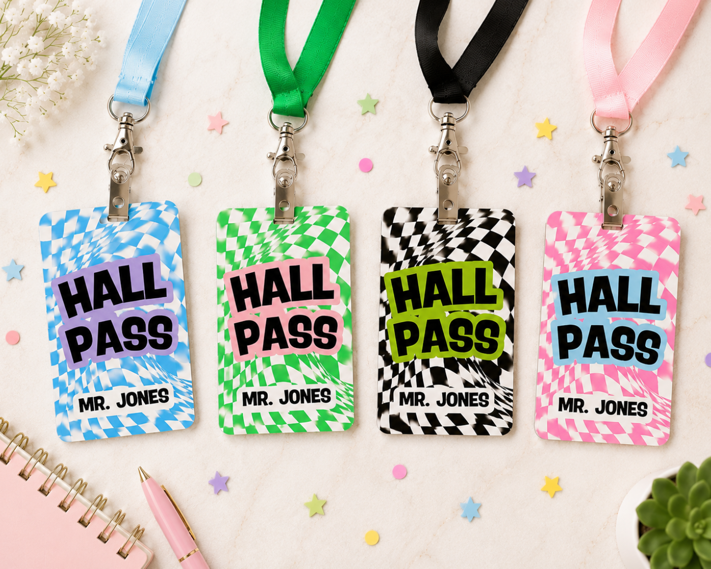 Personalized Teacher Hall Pass - Retro
