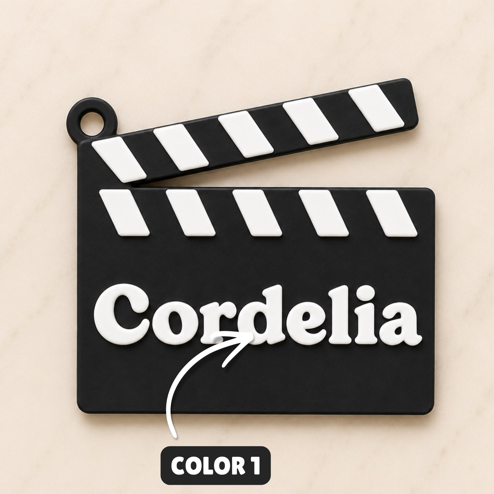 Clapper Board Personalized Name Bag Tag