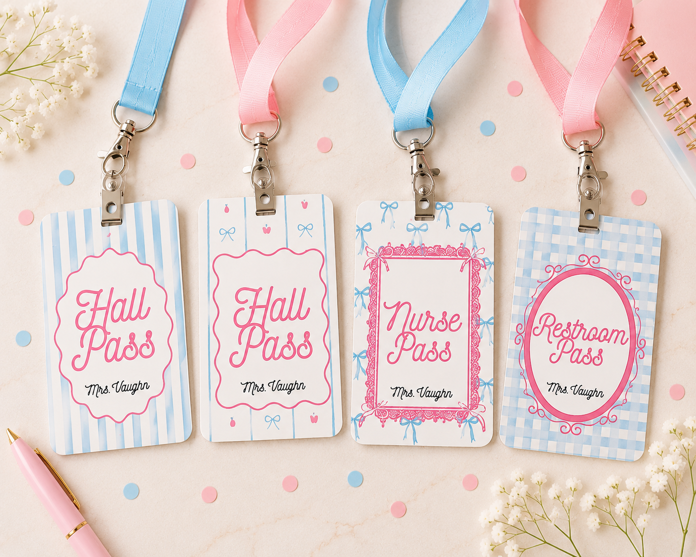 Personalized Teacher Hall Pass - Coquette