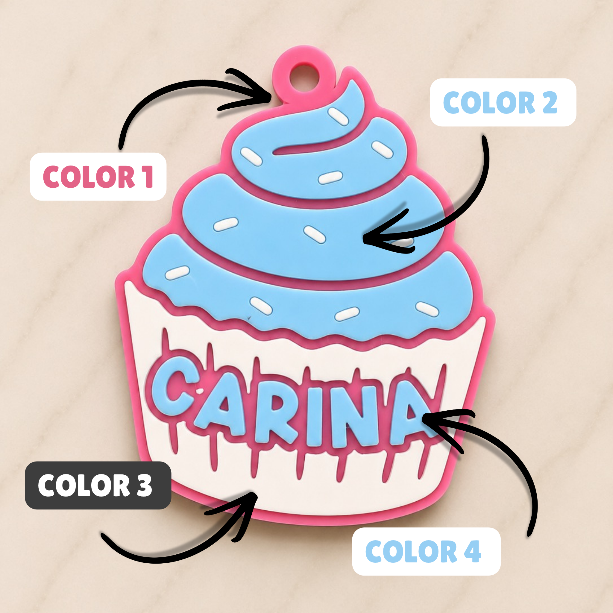 Cupcake Personalized Name Bag Tag