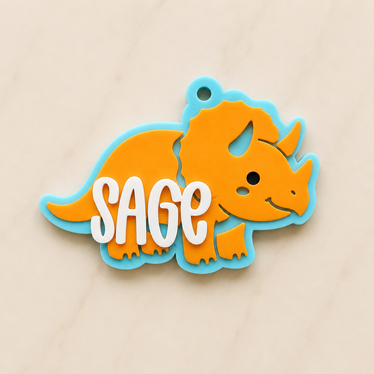Triceratops Personalized Name Bag Tag