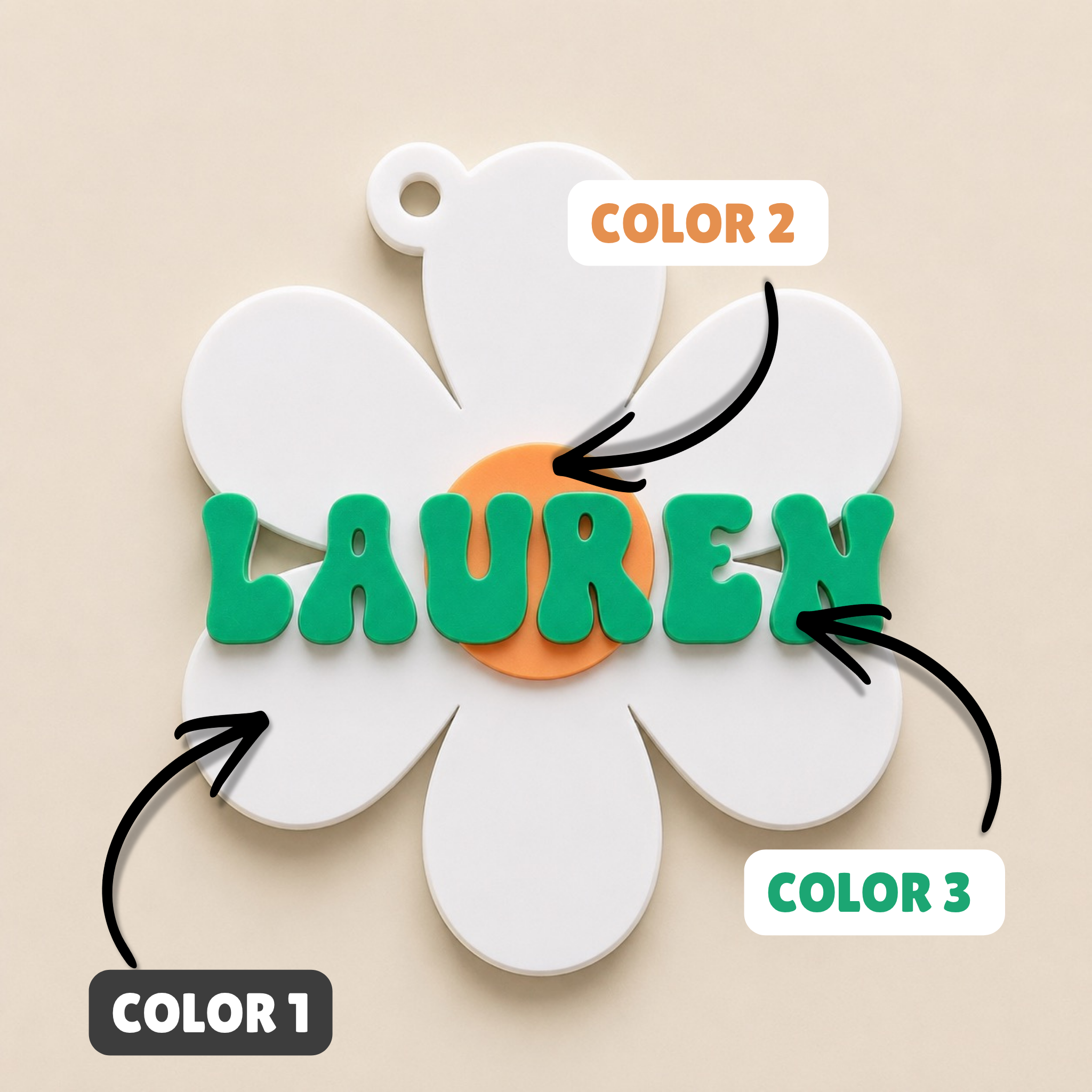 Flower Personalized Name Bag Tag