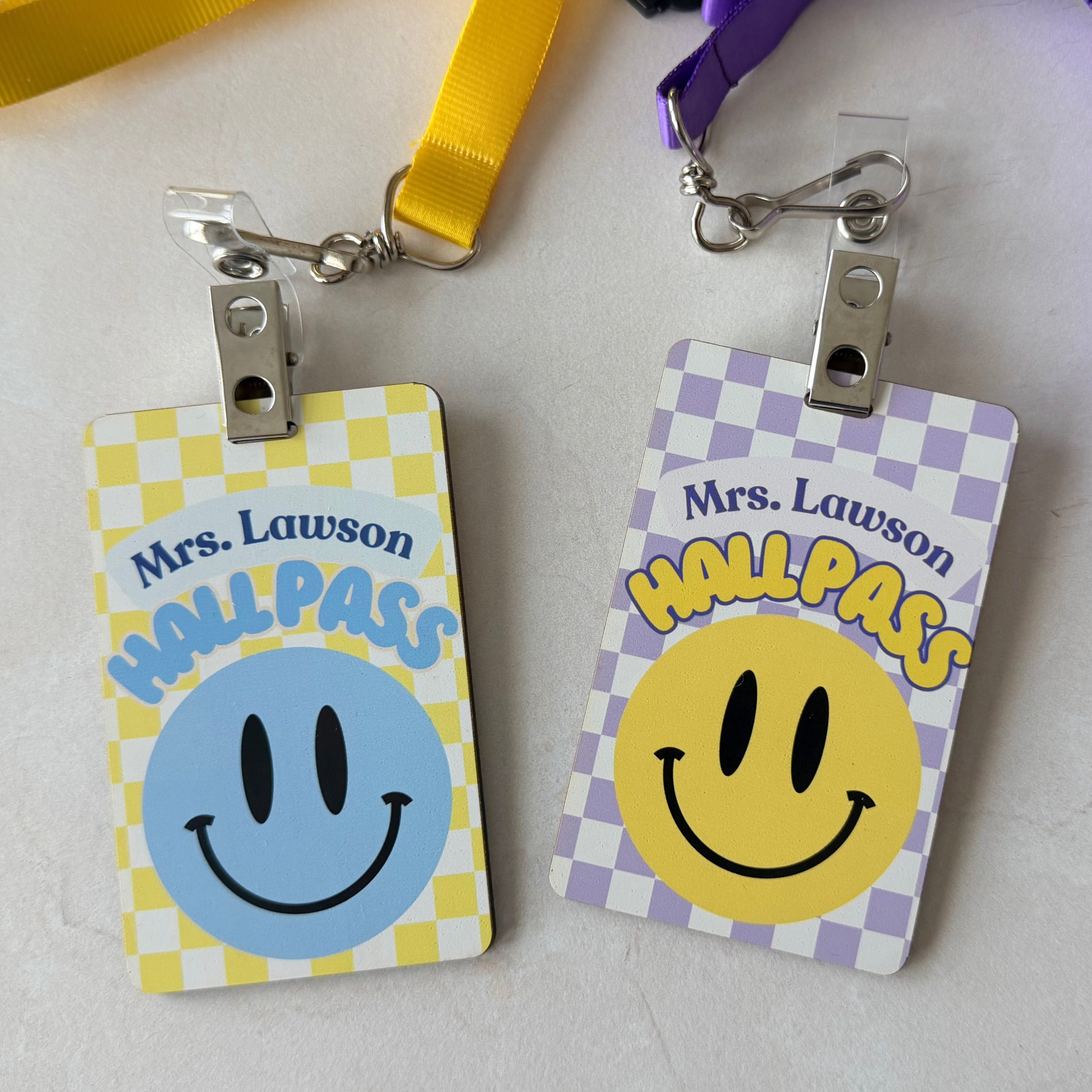 Personalized Teacher Hall Pass - Smiley Face