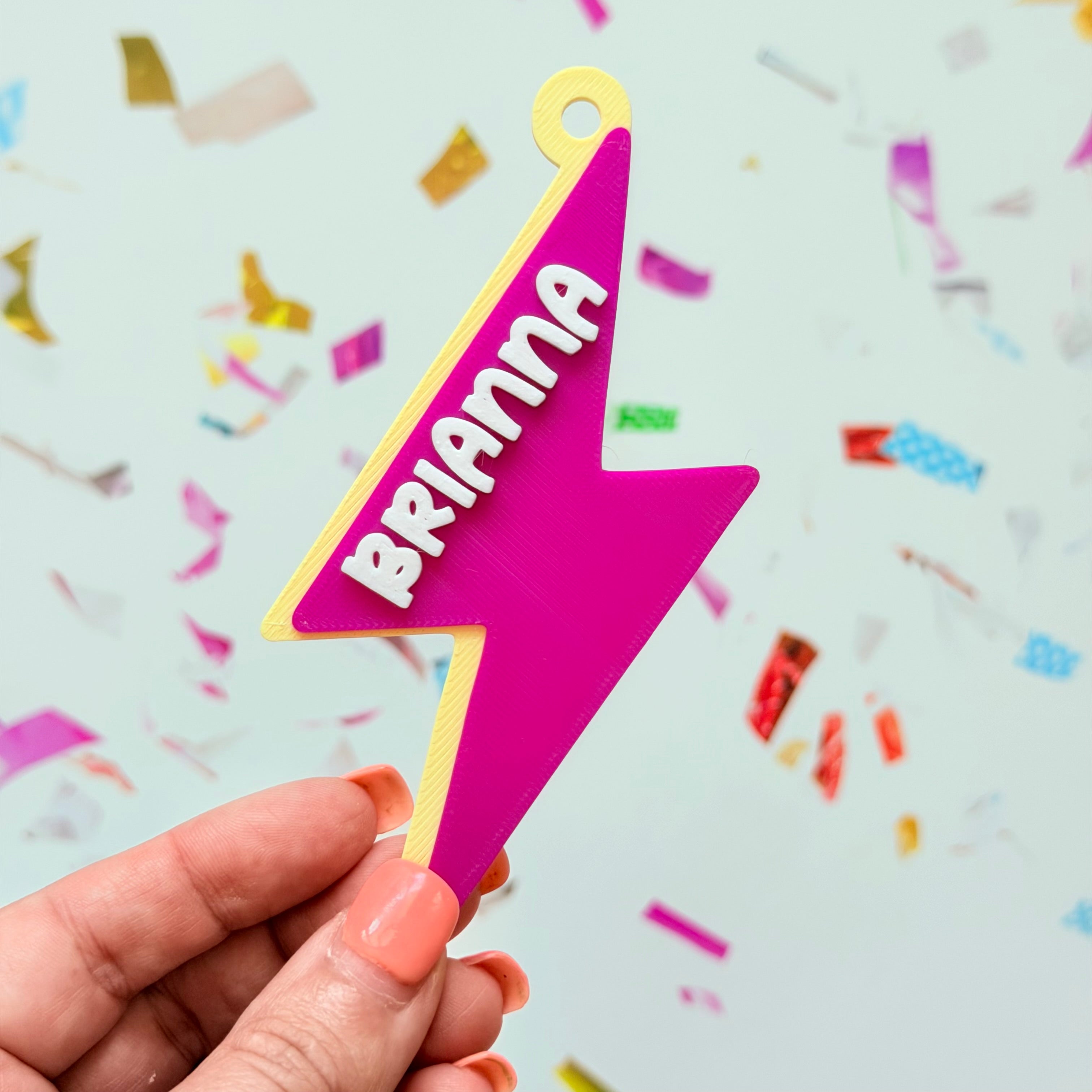 Lightning Bolt Personalized Name Bag Tag