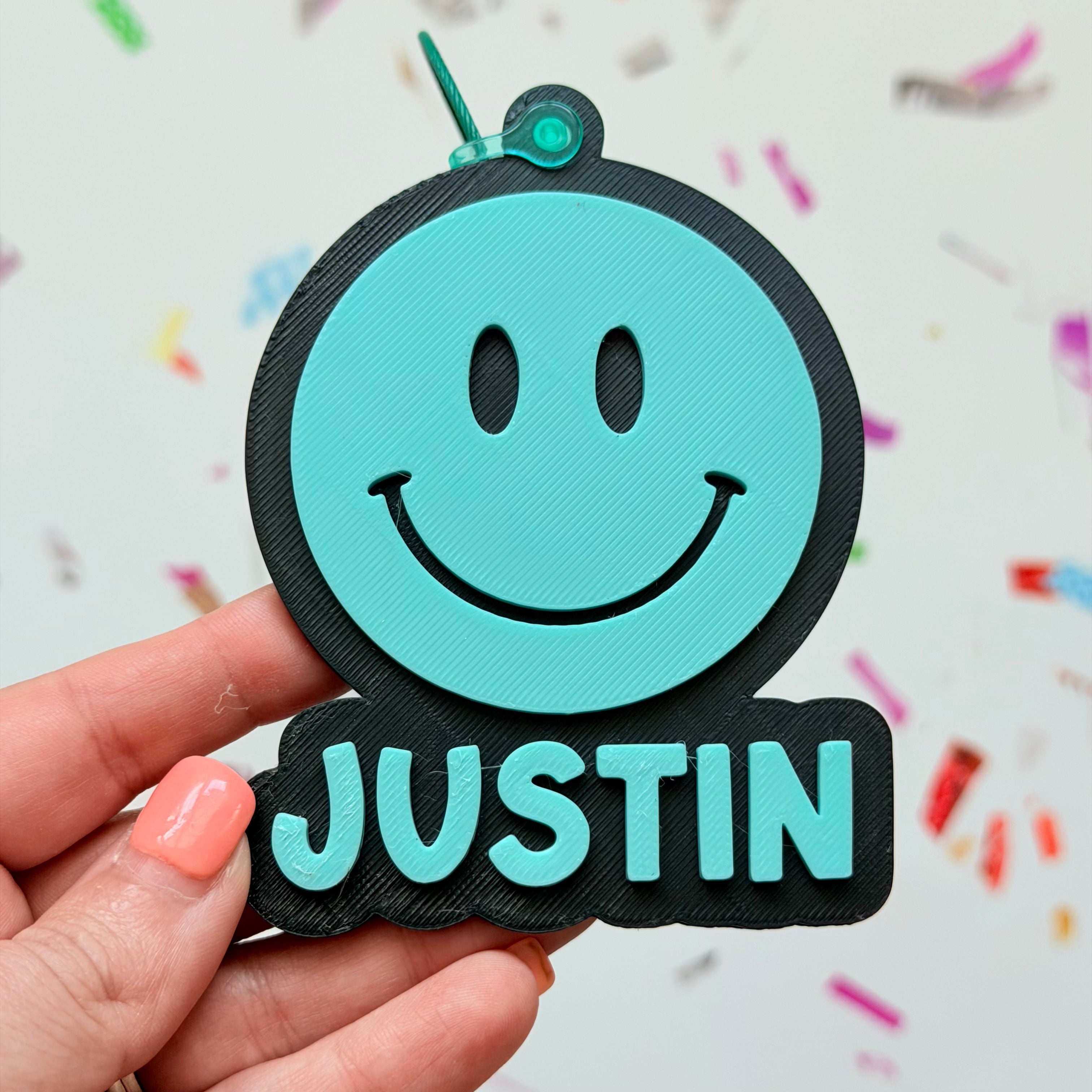 Smiley Emoji Personalized Name Bag Tag