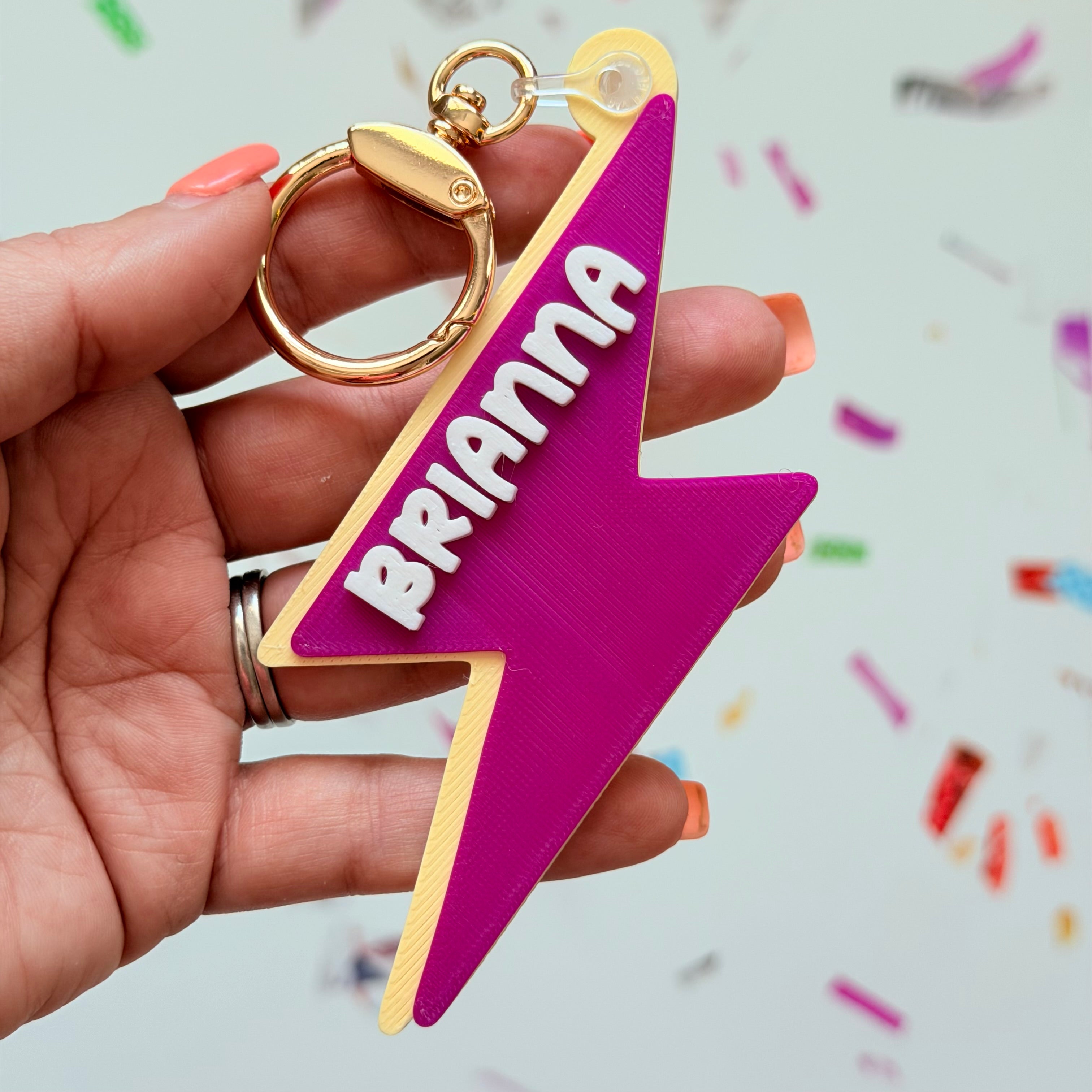 Lightning Bolt Personalized Name Bag Tag
