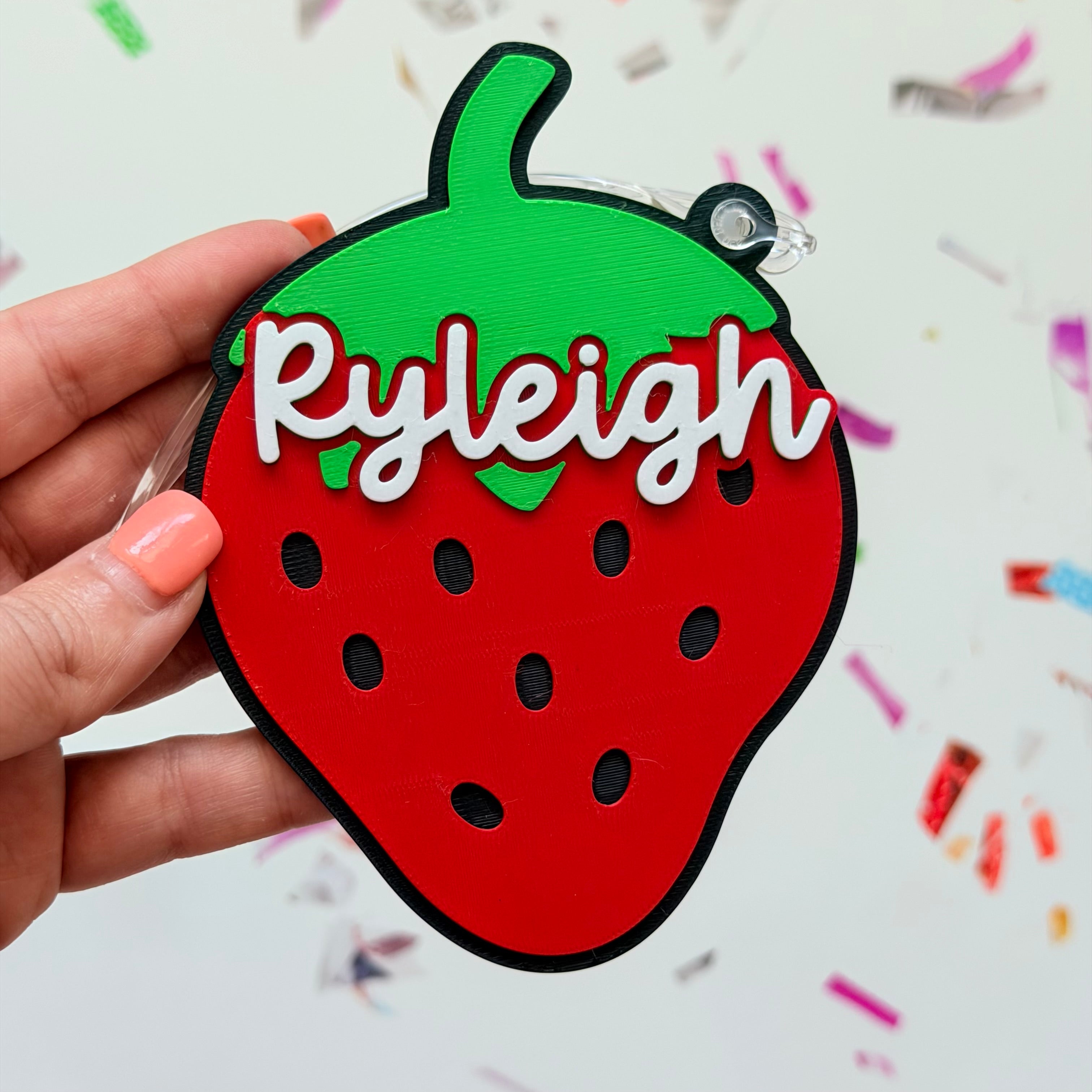 Strawberry Personalized Name Bag Tag
