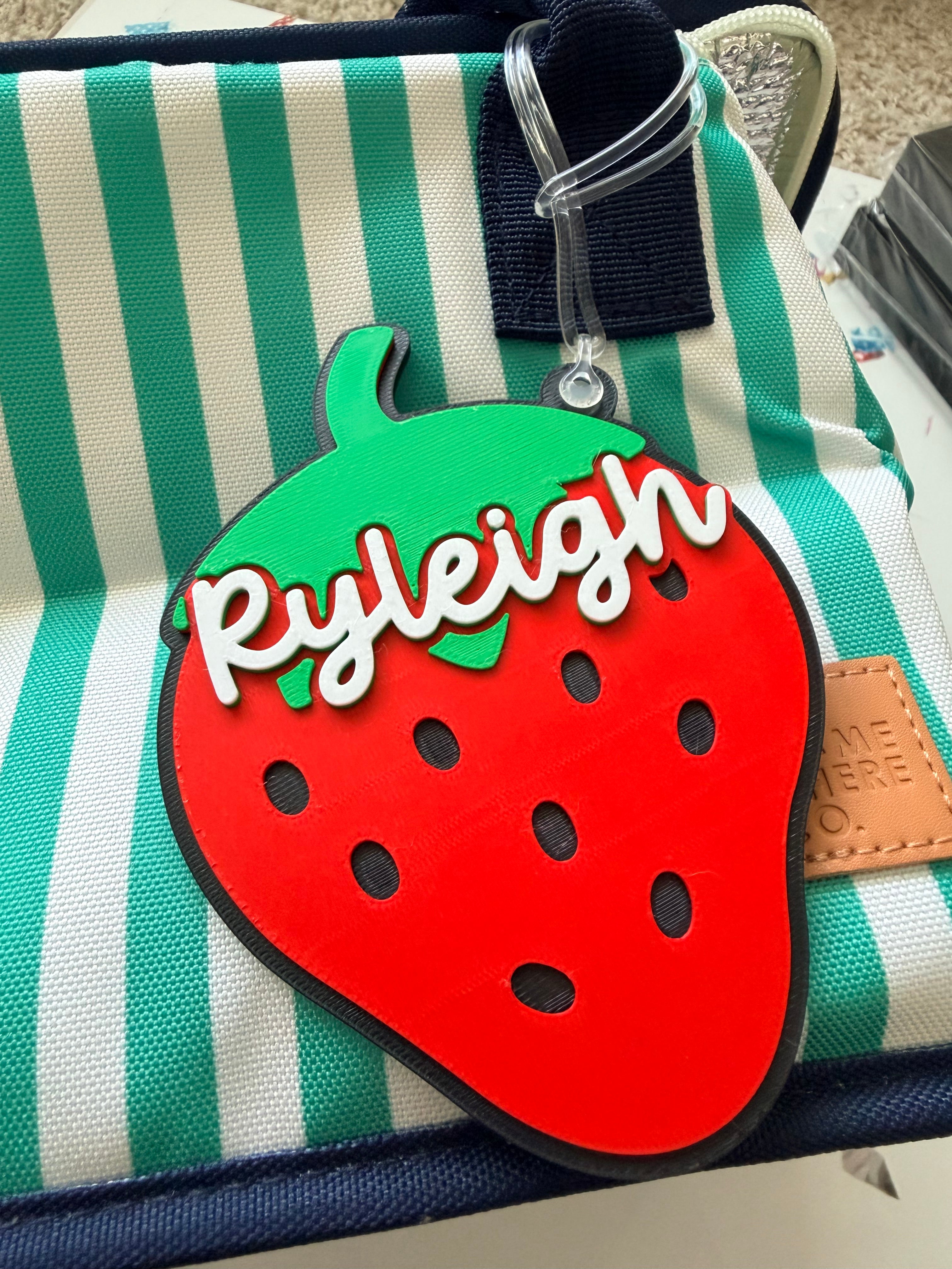 Strawberry Personalized Name Bag Tag