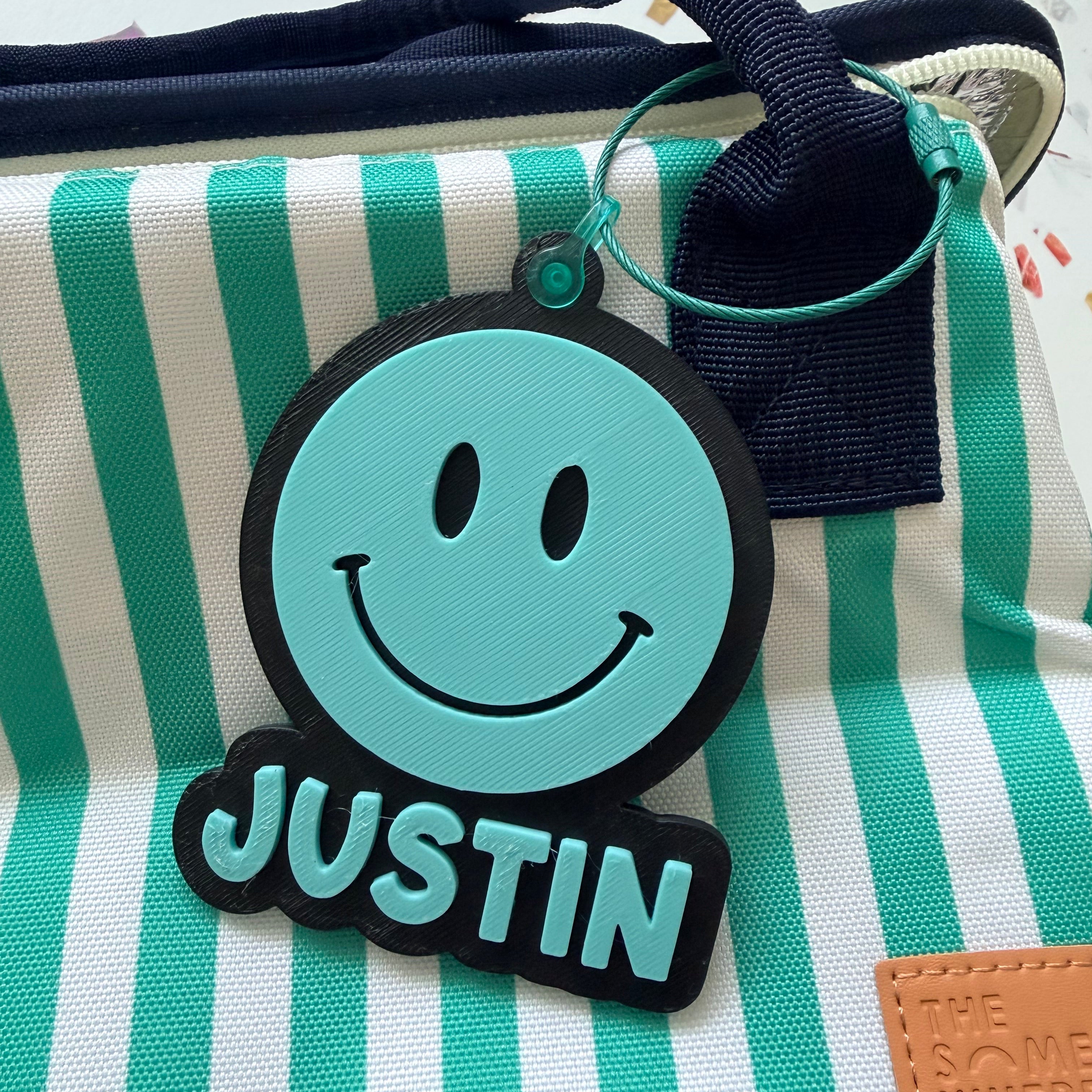 Smiley Emoji Personalized Name Bag Tag