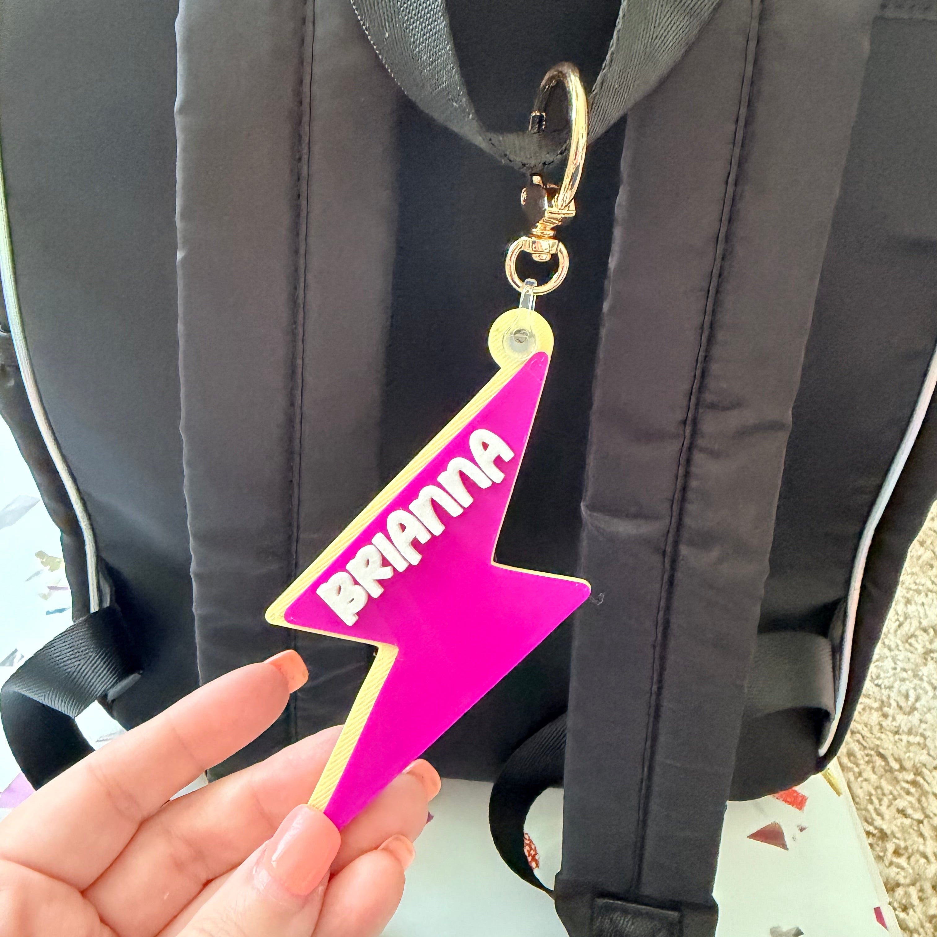Lightning Bolt Personalized Name Bag Tag
