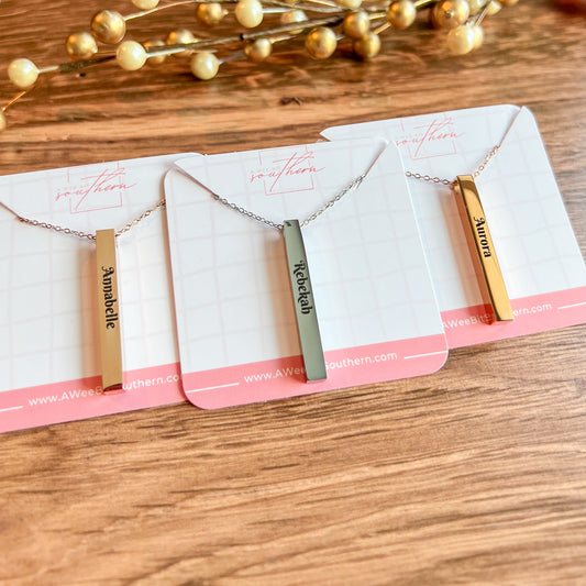 Engraved bar necklace - personalized