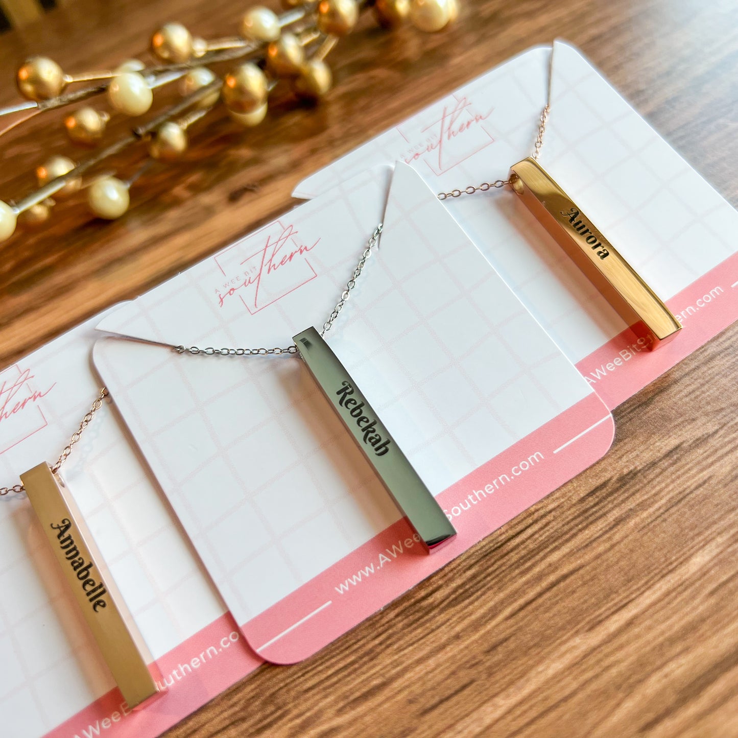 Engraved bar necklace - personalized