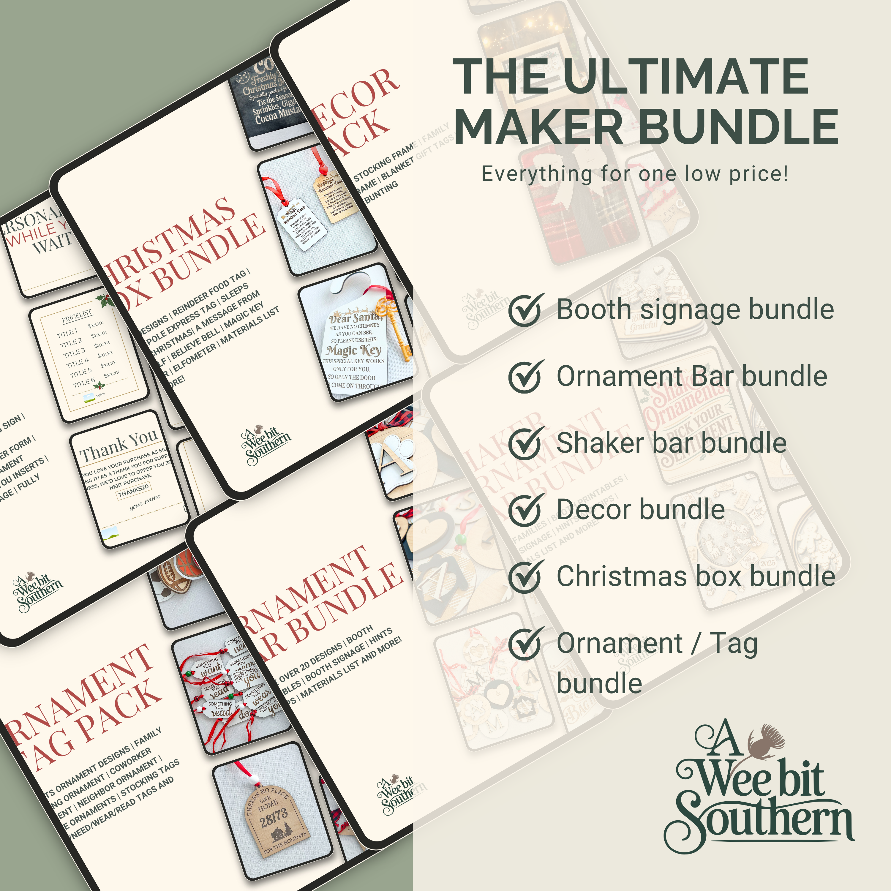 Holiday Maker Master Bundle – Complete Laser SVG Collection for Christmas | Ornament Bars, Boxes, Booth Signage, Tags & Holiday Decor