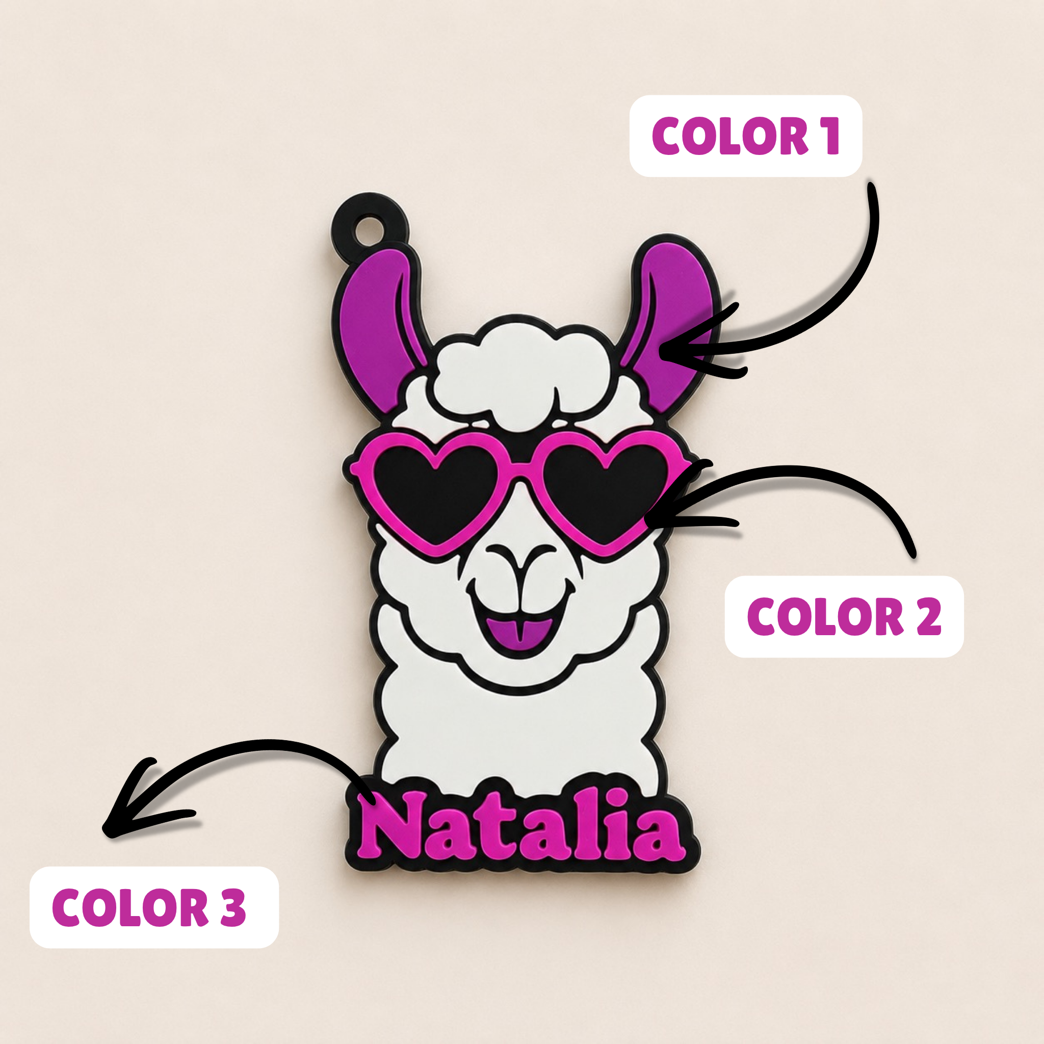 Llama Personalized Name Bag Tag