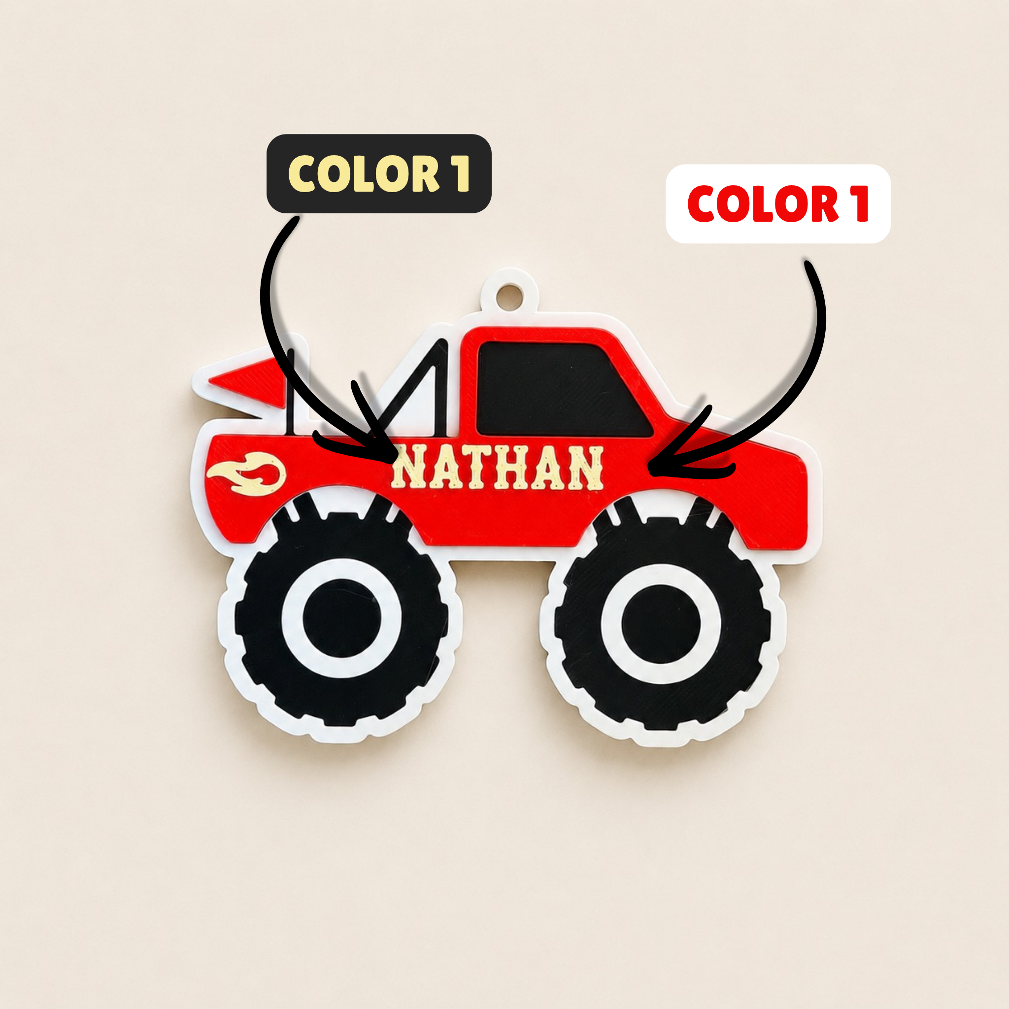 Monster Truck Personalized Name Bag Tag