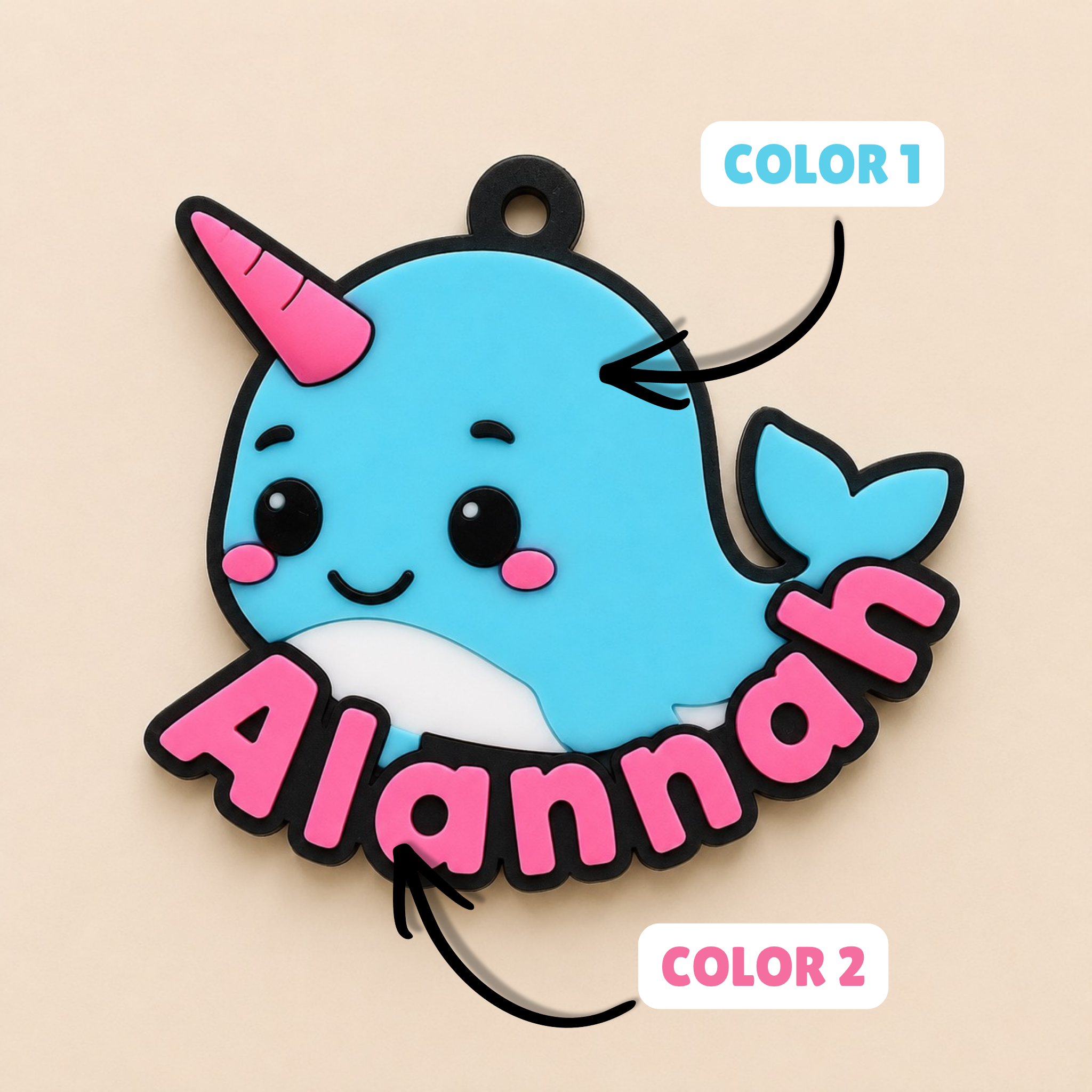 Narwhal Personalized Name Bag Tag