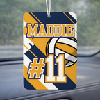 Custom volleyball car air freshener in school colors