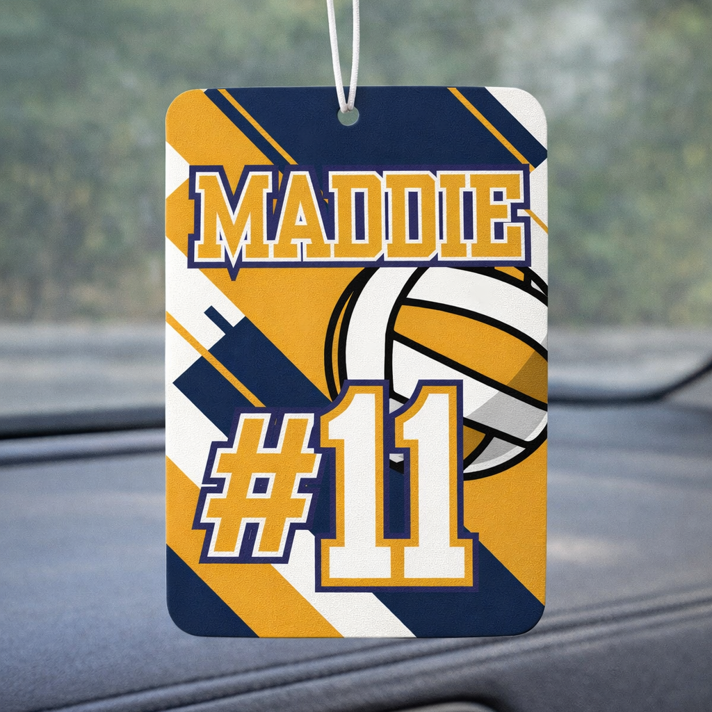 Custom volleyball car air freshener in school colors