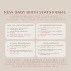 Newborn birth stats frame SVG file design preview for laser cutting