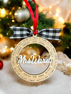 Teacher Christmas ornament personalized with student names — class gift