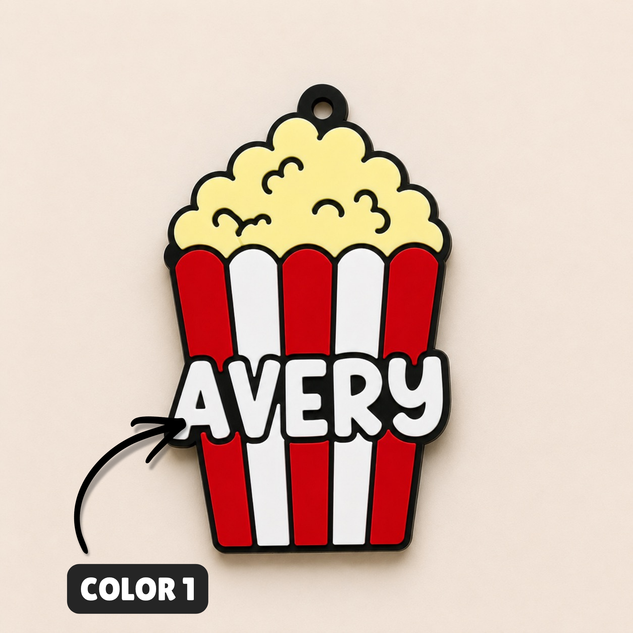 Popcorn Bucket Personalized Name Bag Tag