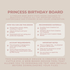 Princess birthday message board SVG file design preview for laser cutting