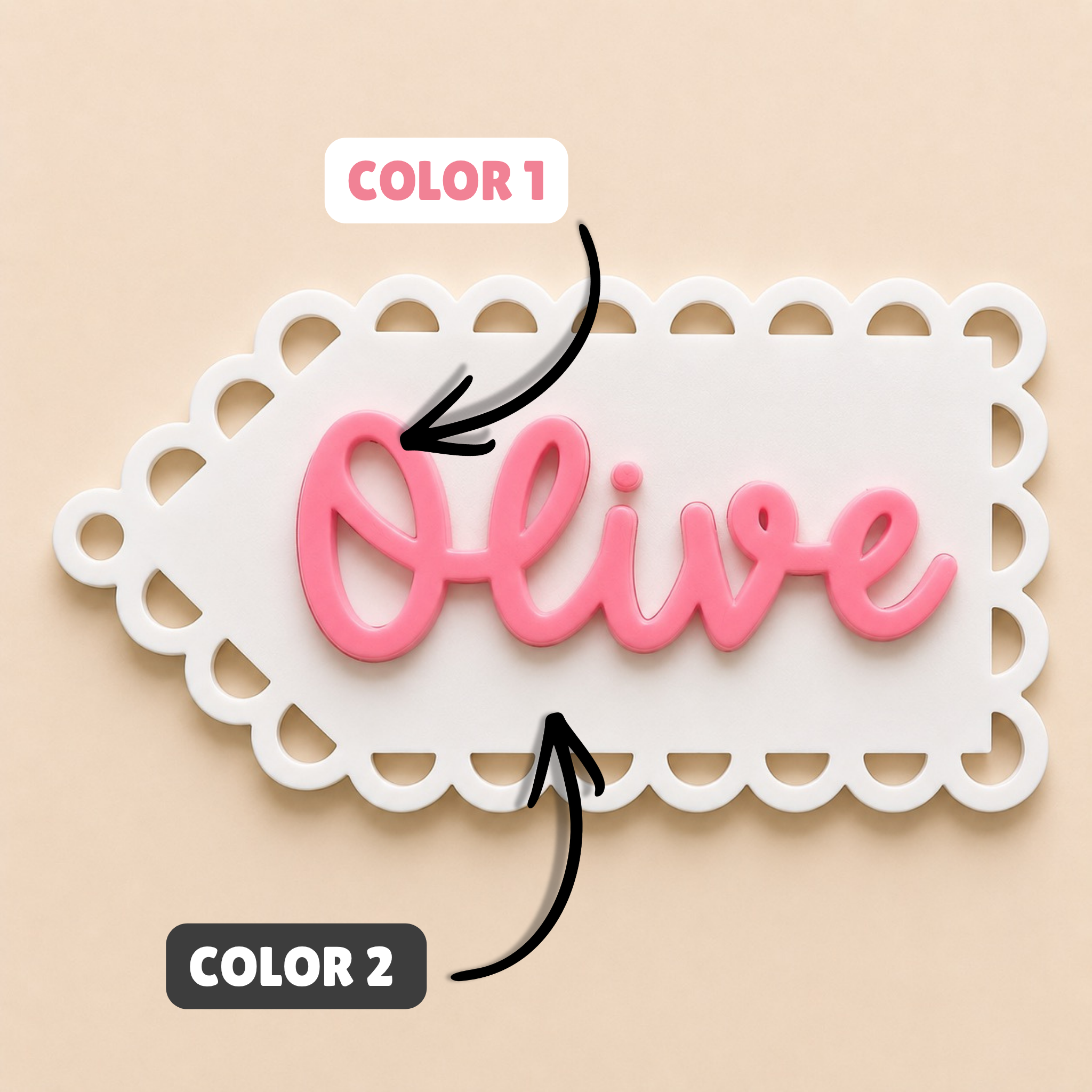 Scalloped Tag Personalized Name Bag Tag