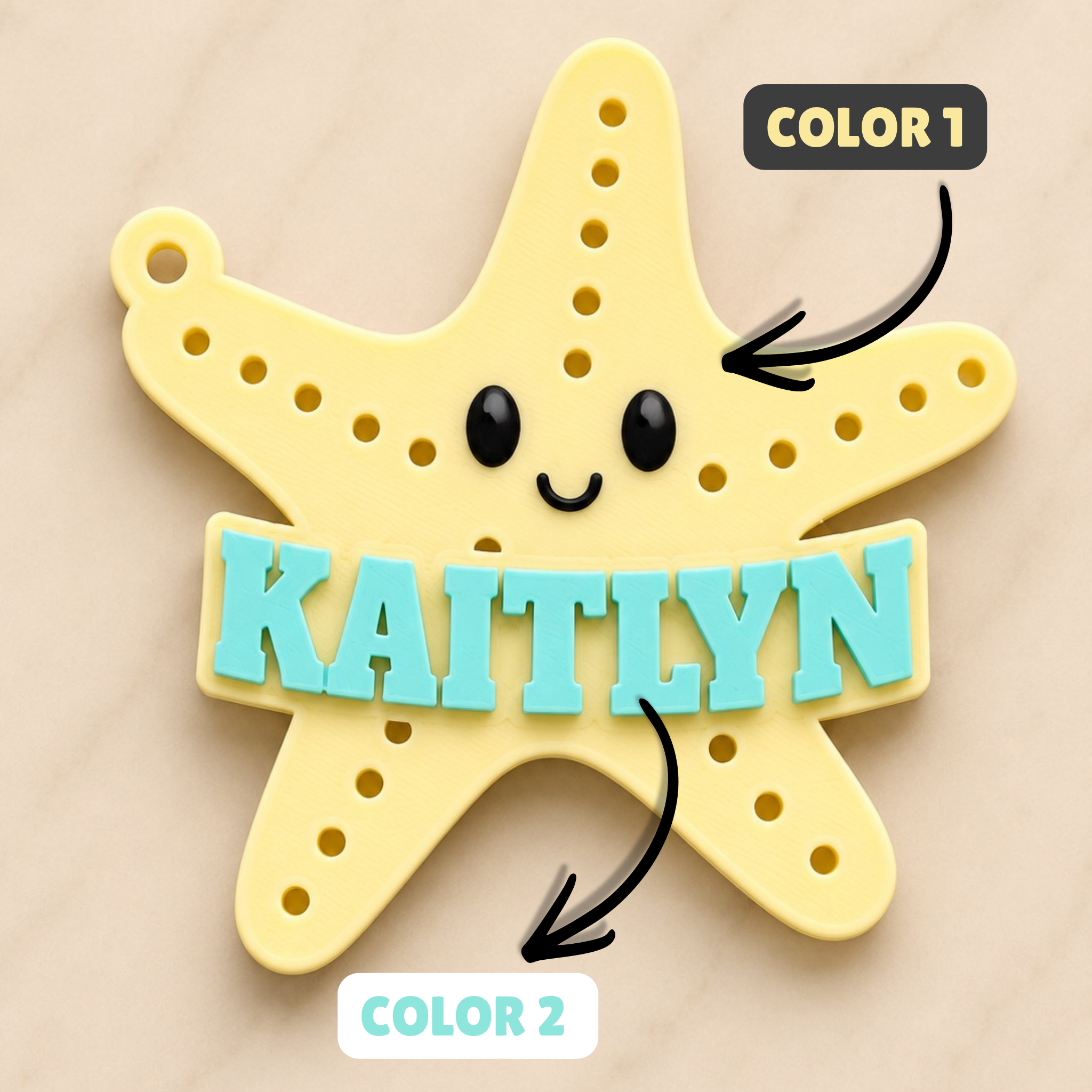 Starfish Personalized Name Bag Tag