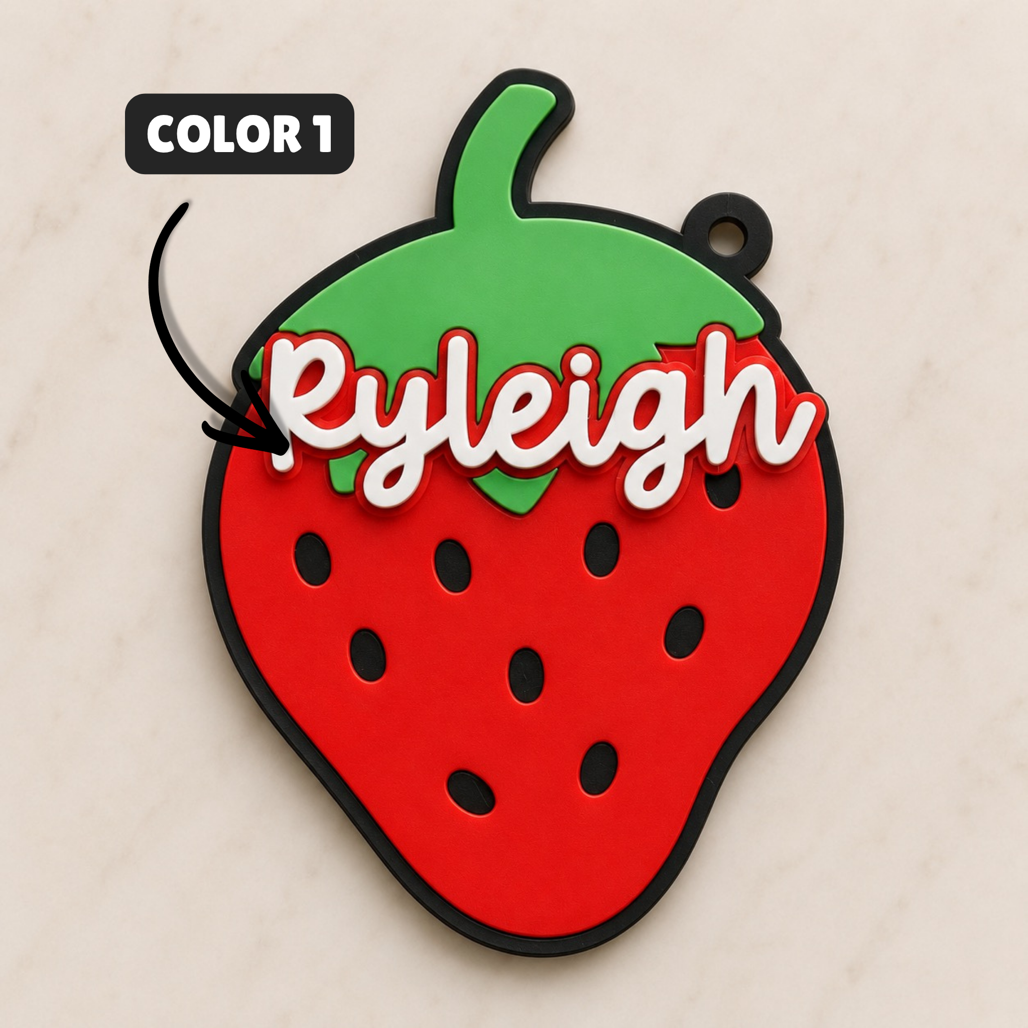 Strawberry Personalized Name Bag Tag