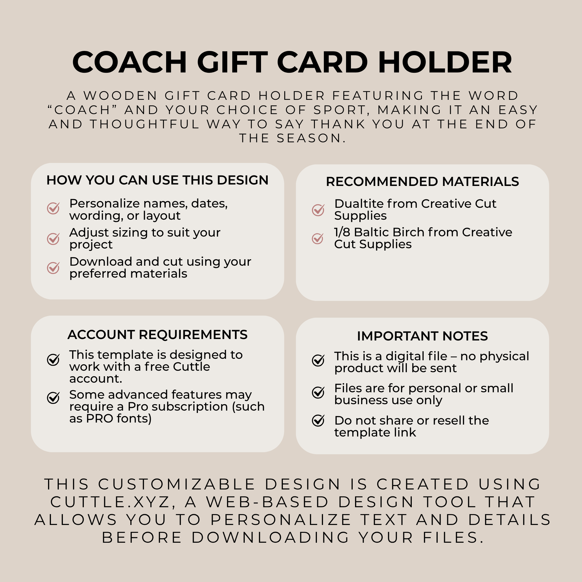 Coach Gift Card Holder SVG File