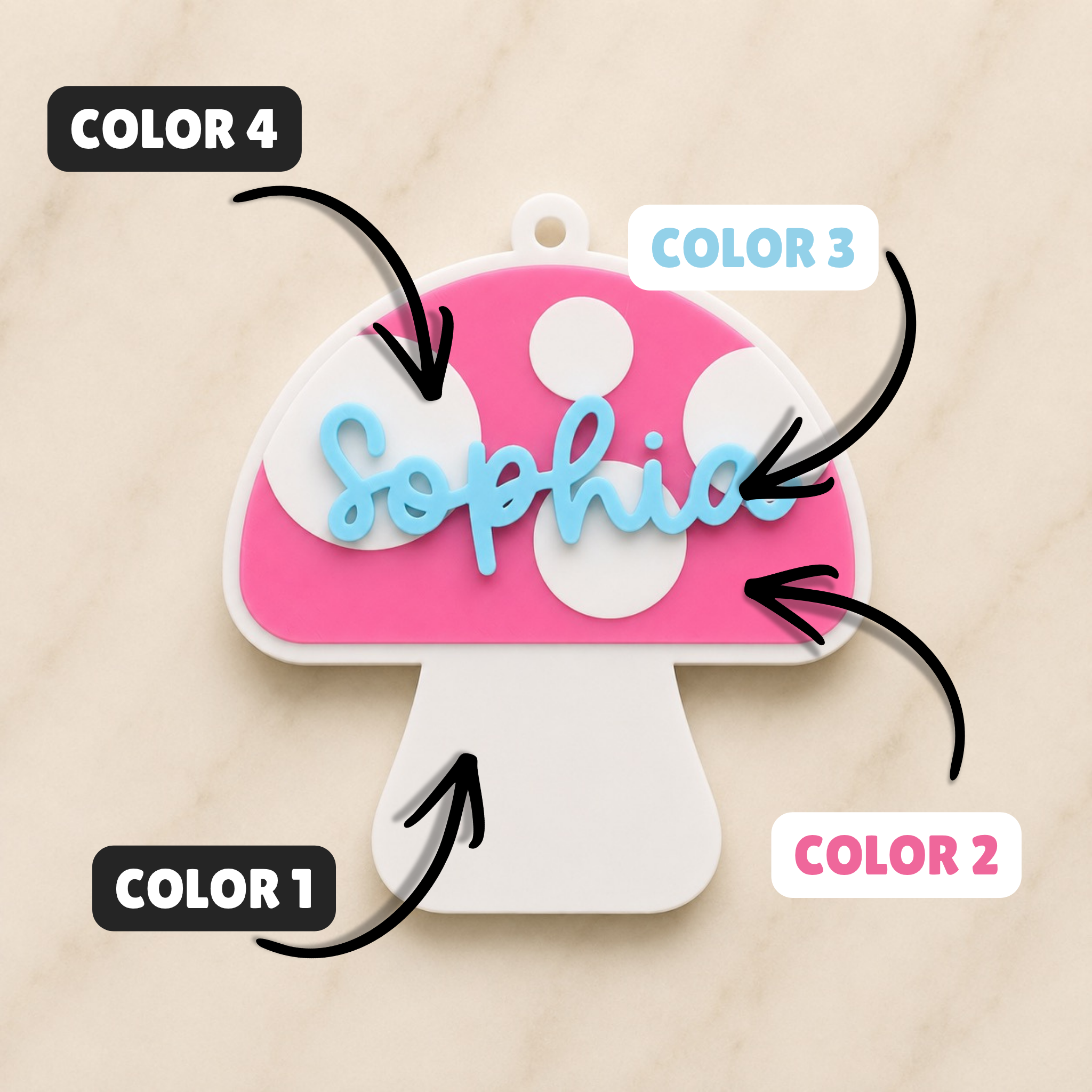 Toadstool Personalized Name Bag Tag