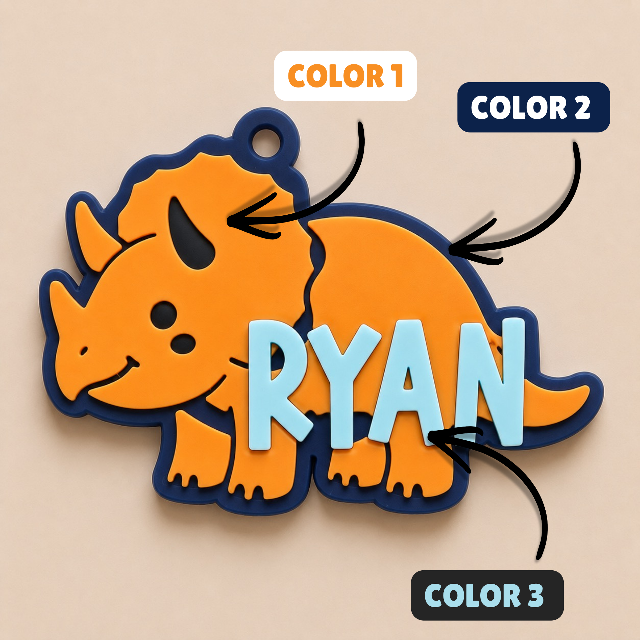 Triceratops Personalized Name Bag Tag