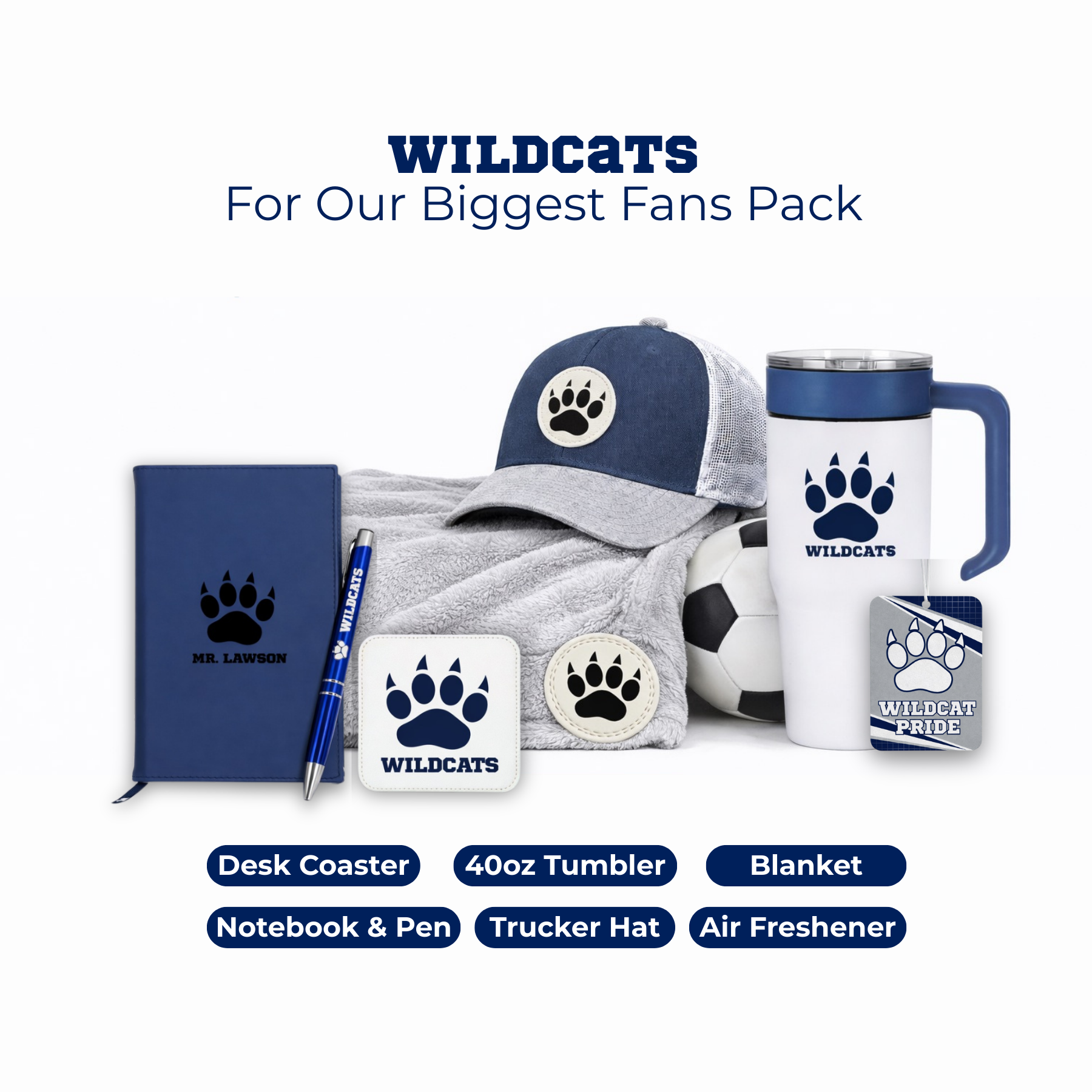 Build your own school spirit pack — custom merchandise personalized with school mascot