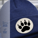 Custom school spirit beanie personalized with school mascot and colors