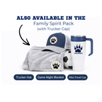 Custom school spirit blanket personalized with school mascot and colors