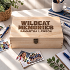 Custom school keepsake memory box personalized with school mascot and name