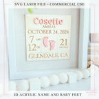 Birth stats frame for newborn SVG File - Digital File