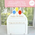 Birthday Message Board SVG File - Digital File