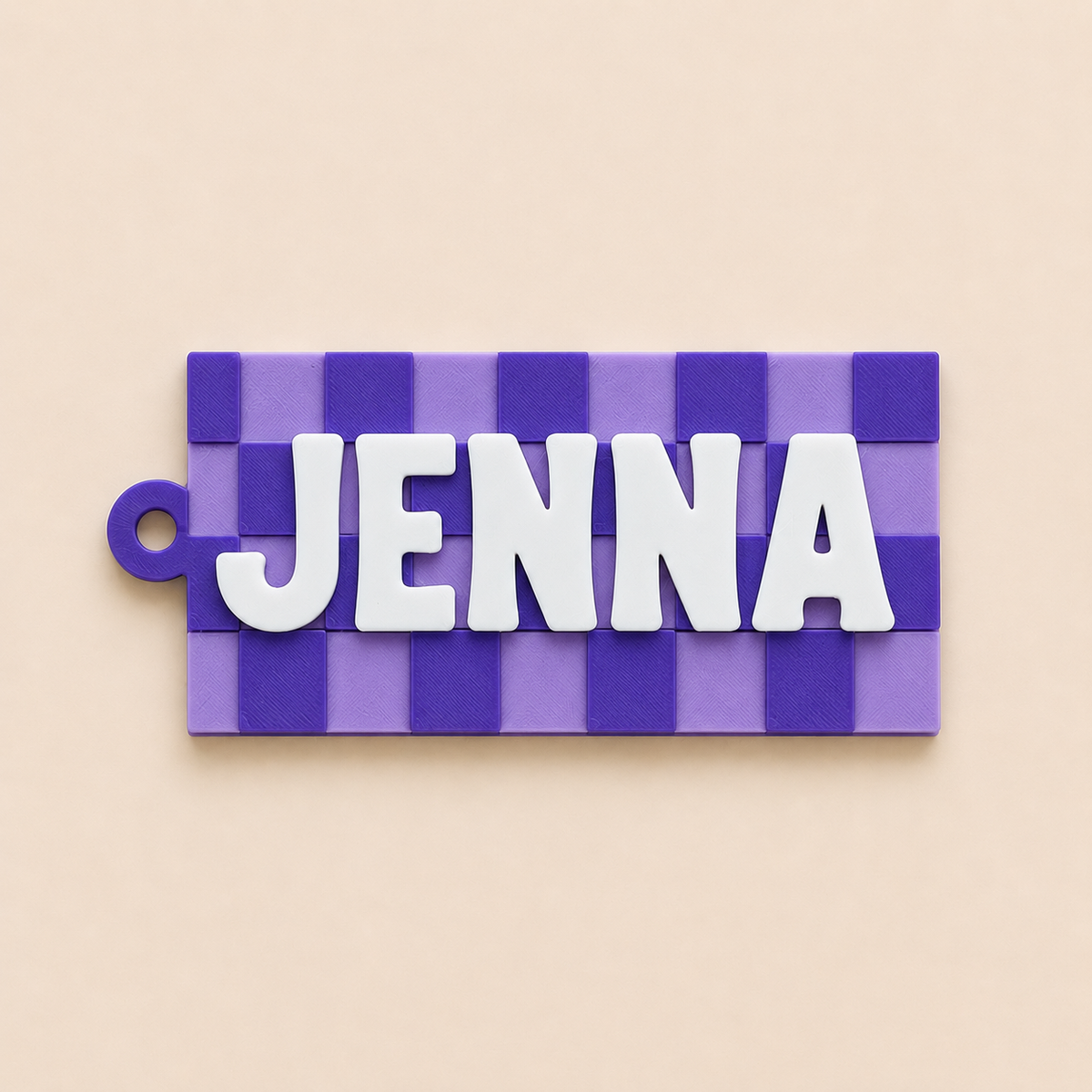 Checkered Name Personalized Name Bag Tag