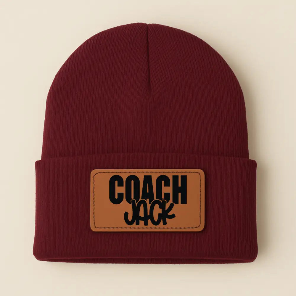 Coach Beanie Hat - Personalized - Maroon / Rawhide - Physical Product