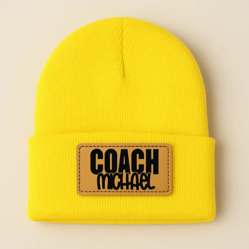 Coach Beanie Hat - Personalized - Yellow / Rawhide - Physical Product