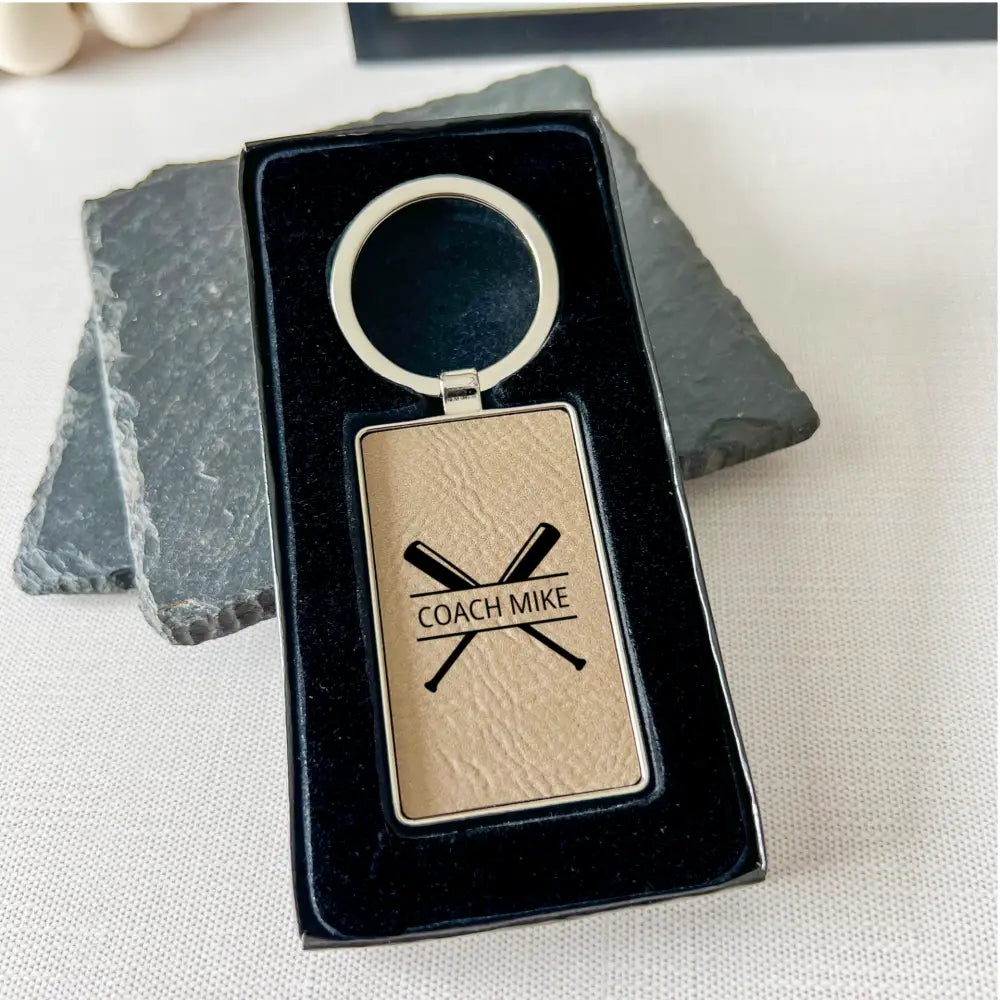 Coach Personalized Keychain with Gift Box - Baseball / Softball Bats - Physical Product