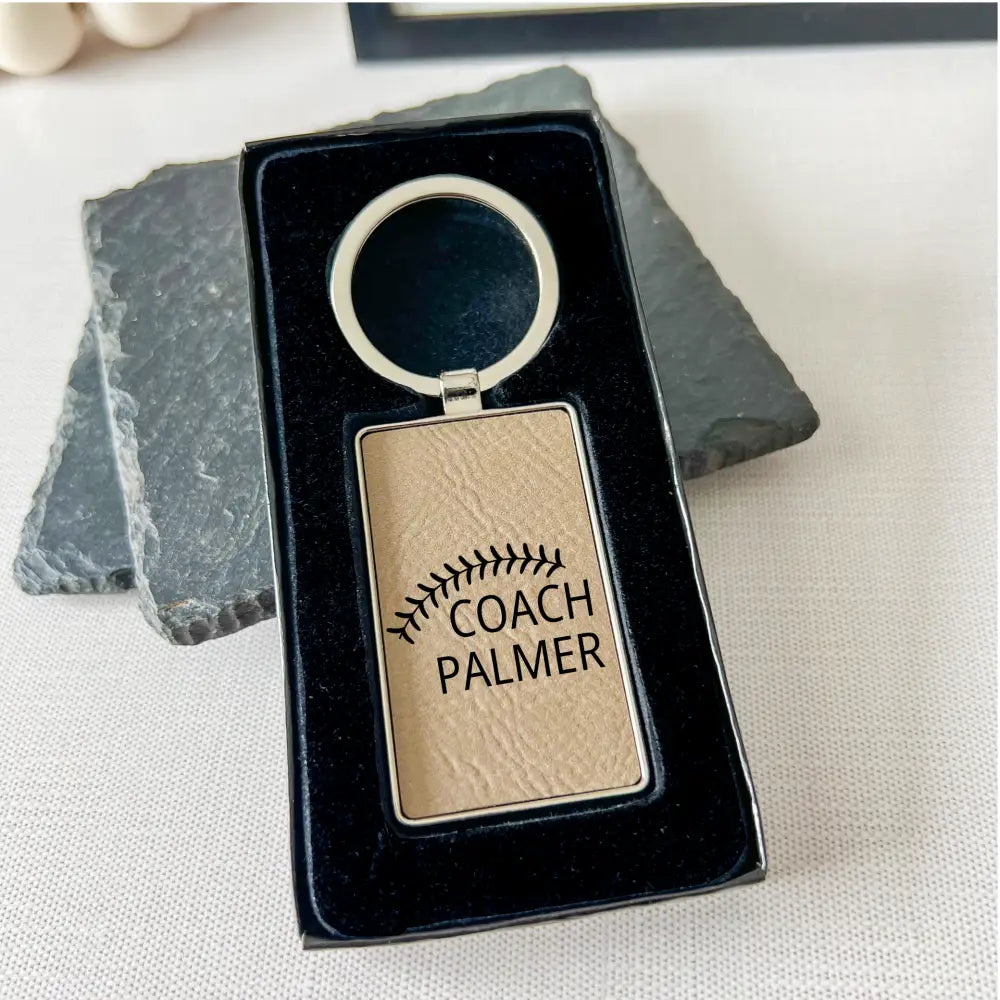 Coach Personalized Keychain with Gift Box - Baseball / Softball threads - Physical Product