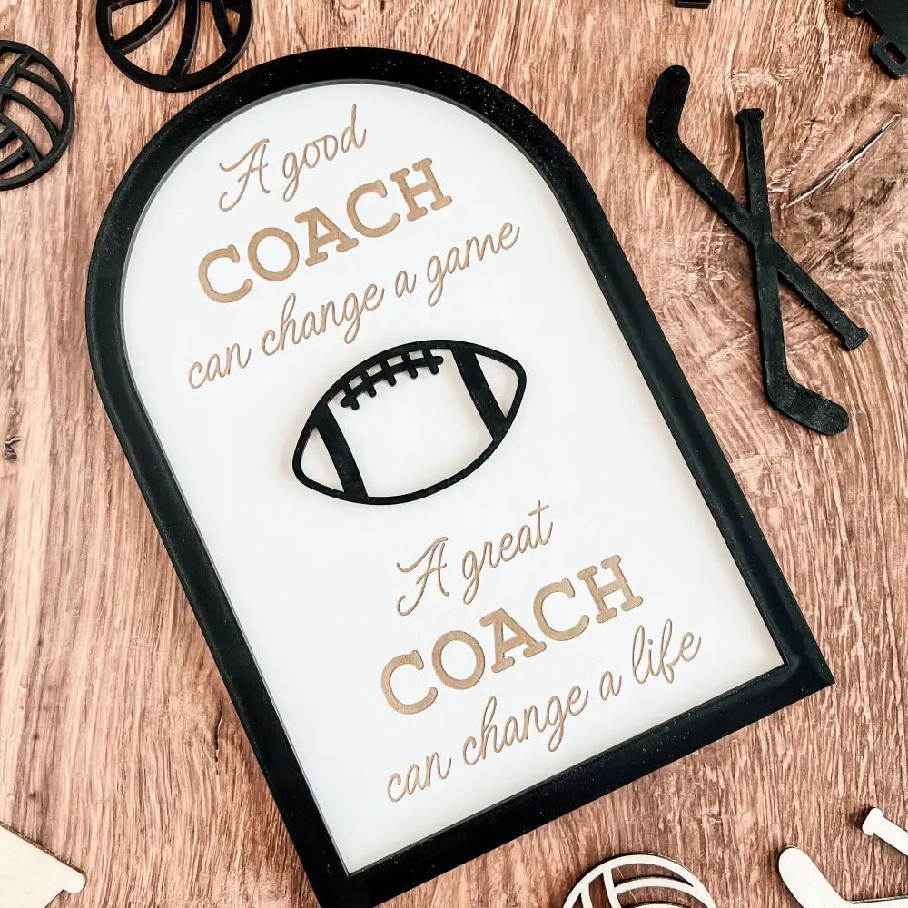 Coach plaque gift - any sport - Black / Black / Cheer Pom Pom - Physical Product