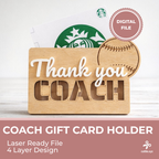 Coach Gift Card Holder SVG file design preview for laser cutting
