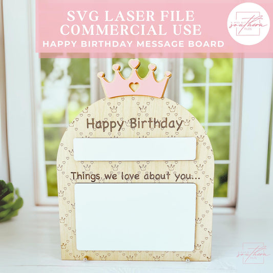 Birthday Princess message board prop SVG File