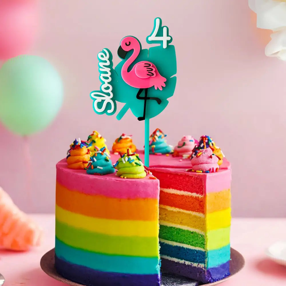 Flamingo Birthday Cake Topper - Physical Product